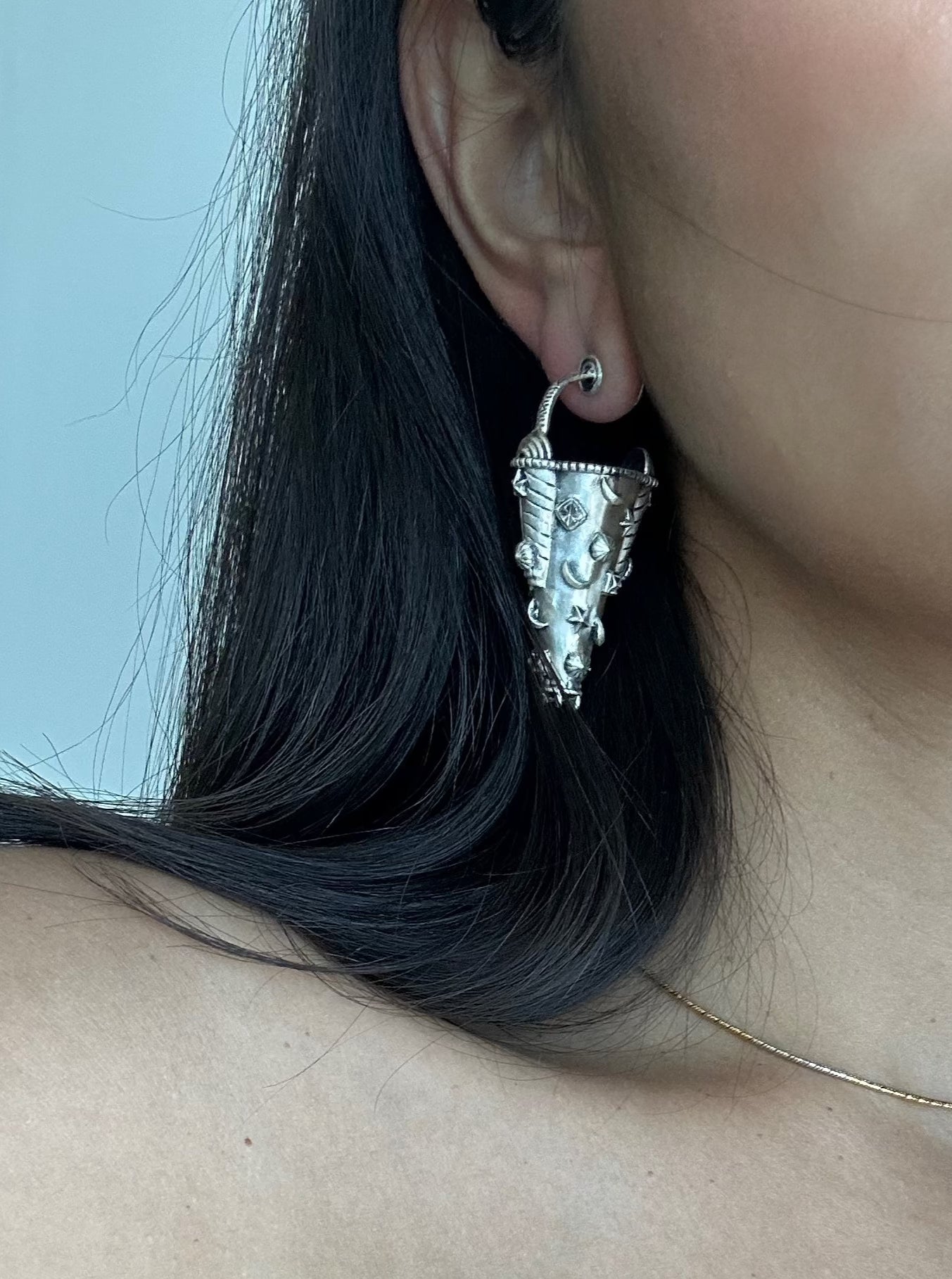 Tokri Tribal Silver Earrings
