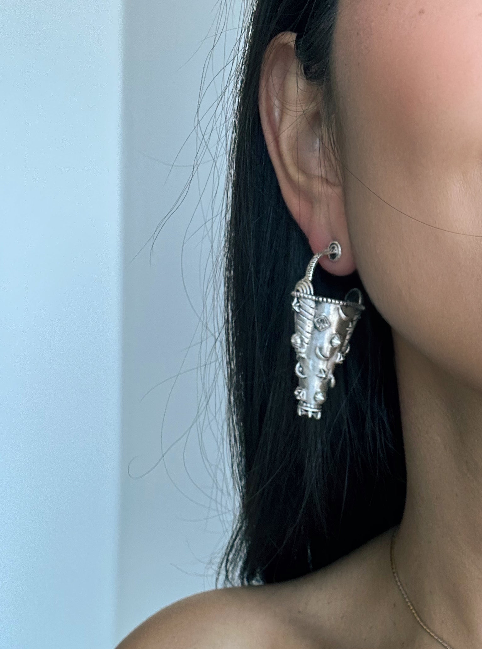 Tokri Tribal Silver Earrings