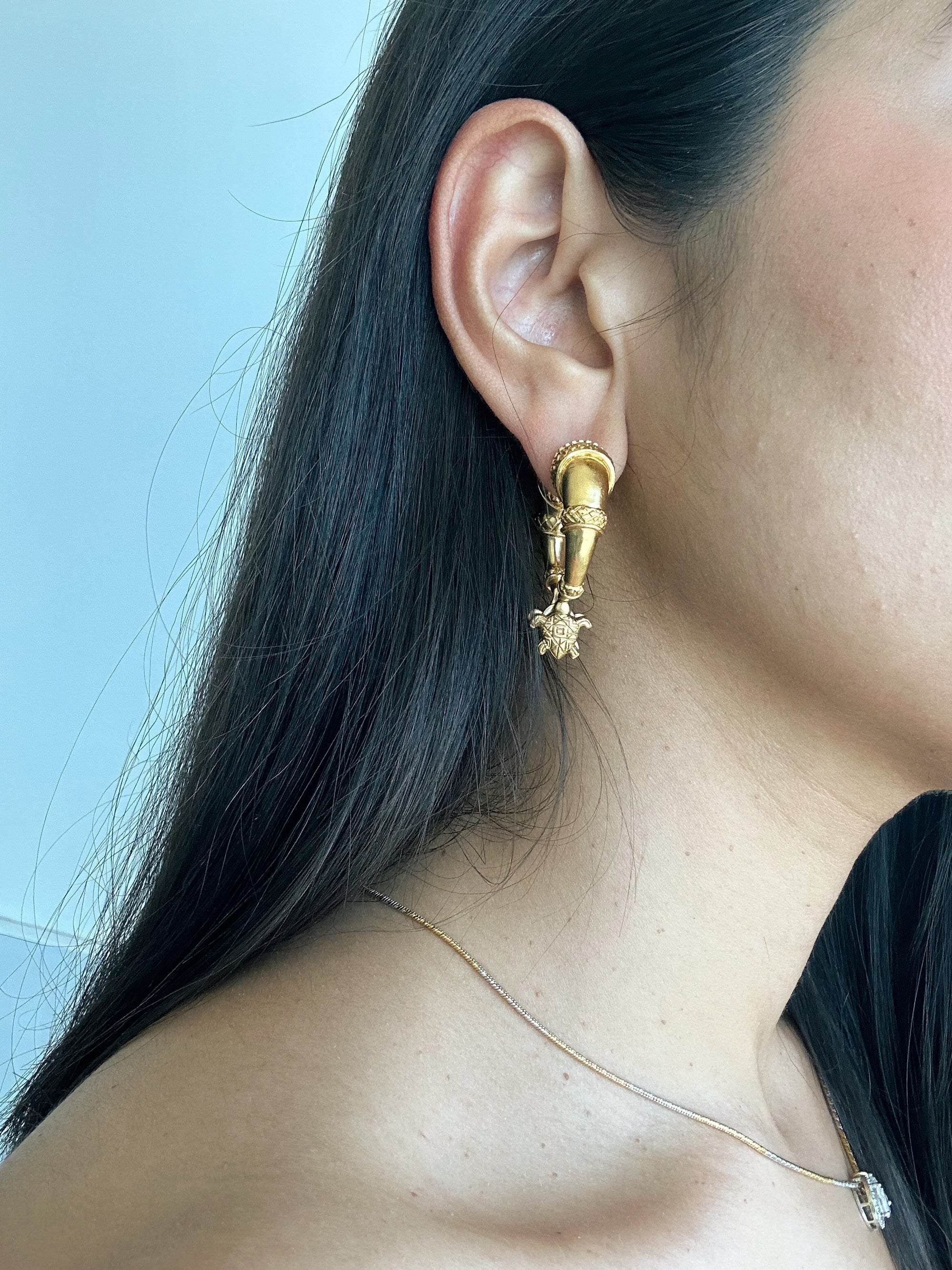 Tortoise Drop Tribal Earrings
