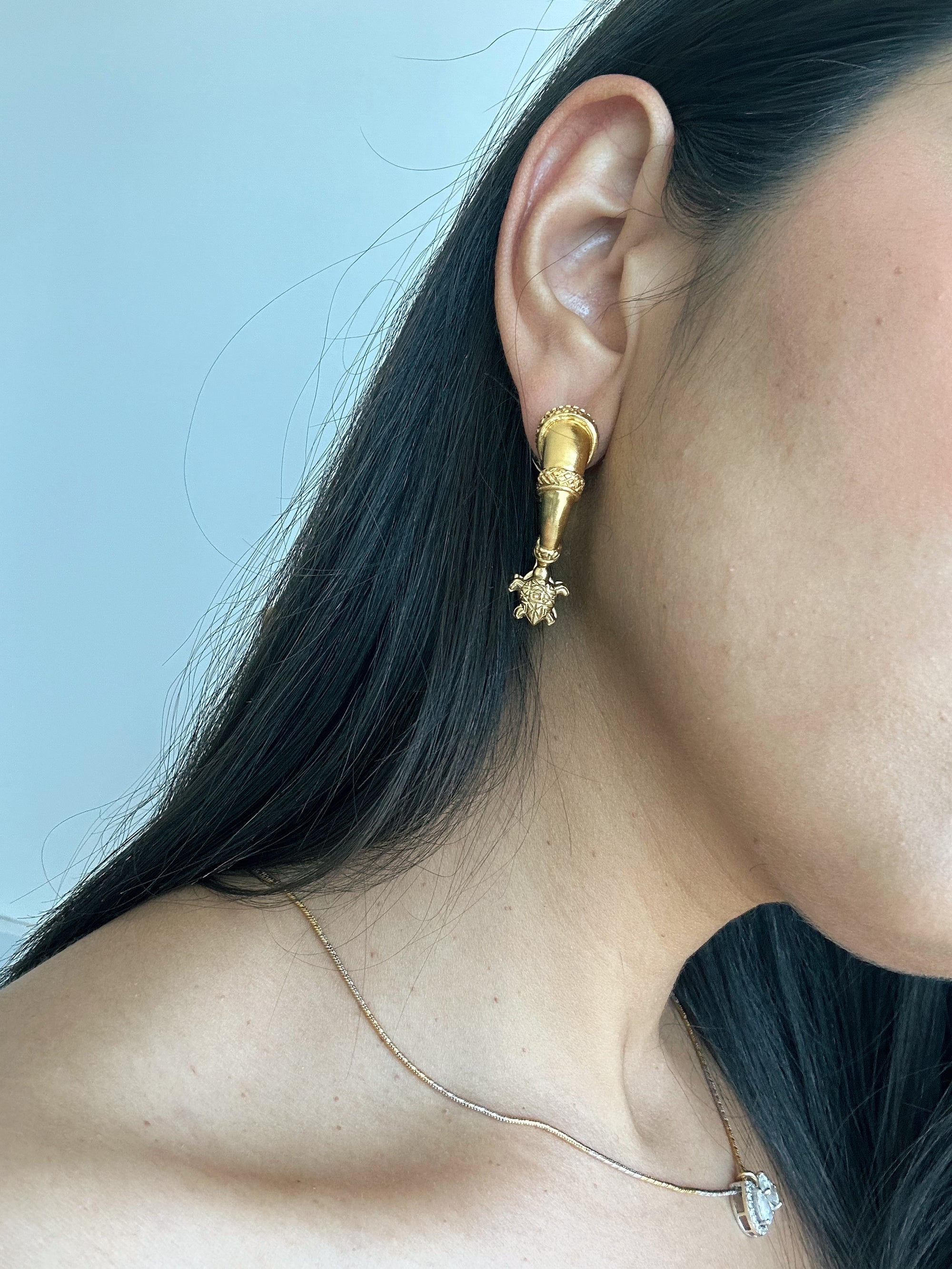 Tortoise Drop Tribal Earrings