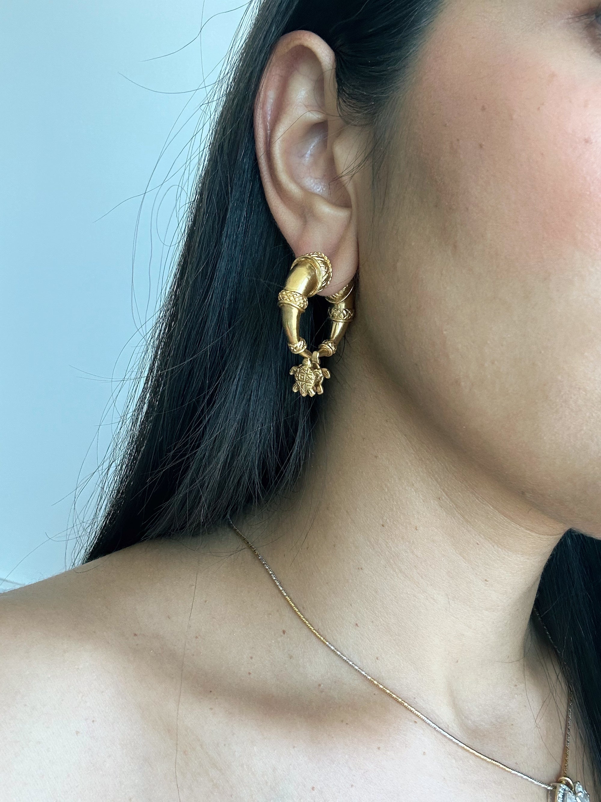 Tortoise Drop Tribal Earrings