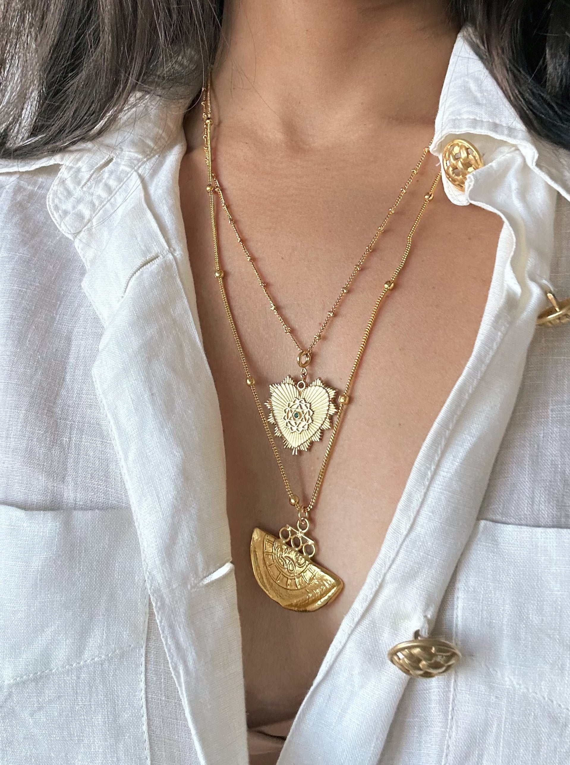 Half Moon Fossil Gold Necklace