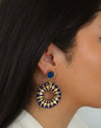 Woven Drop Hoop Earrings in Blue