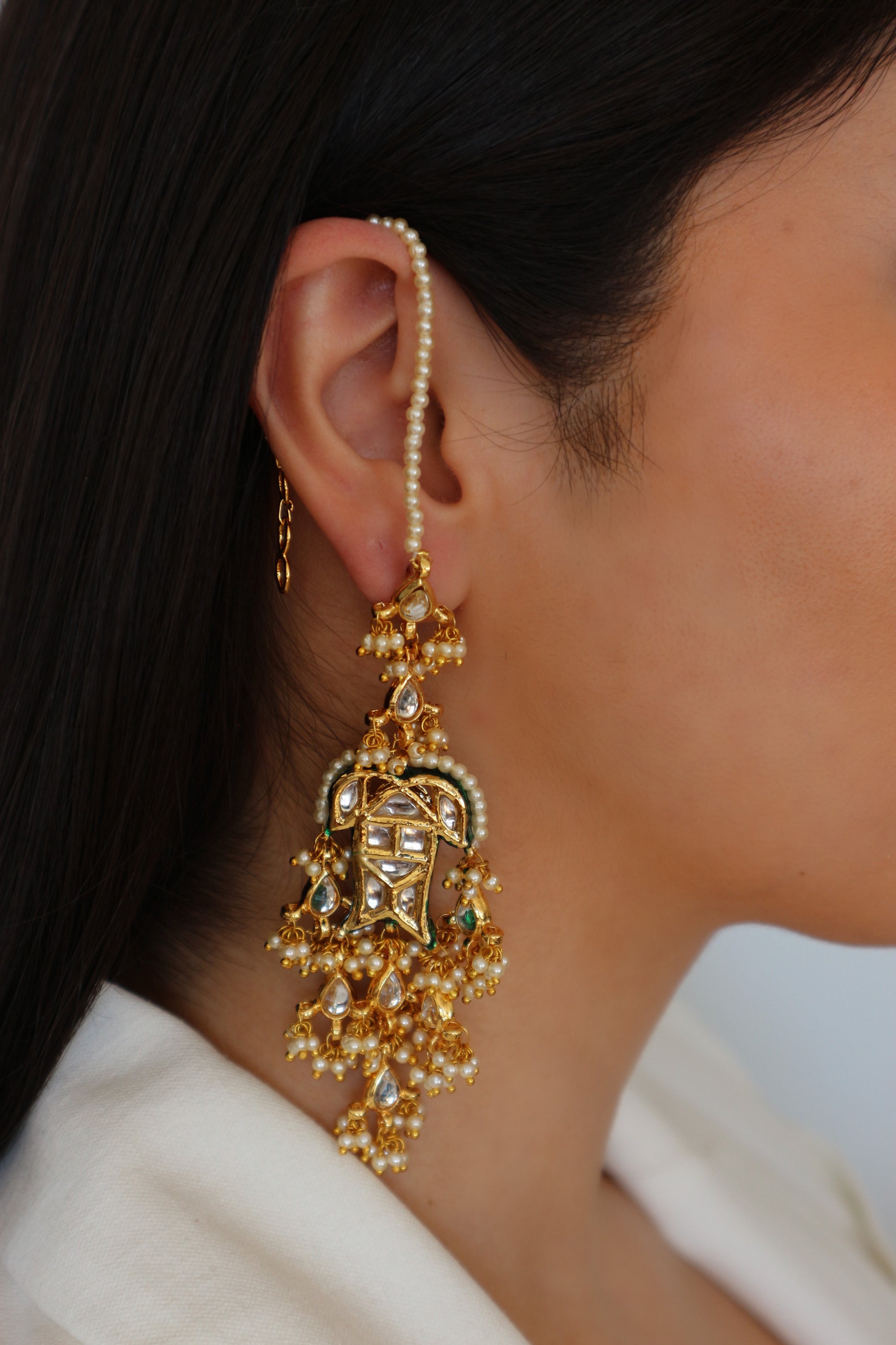 Jal Ki Rani Kundan & Pearl Earrings
