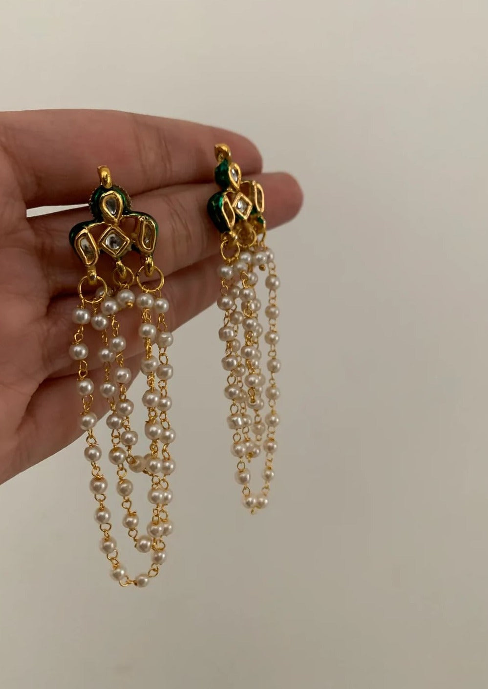 Trishool Curtain Pearl Earrings