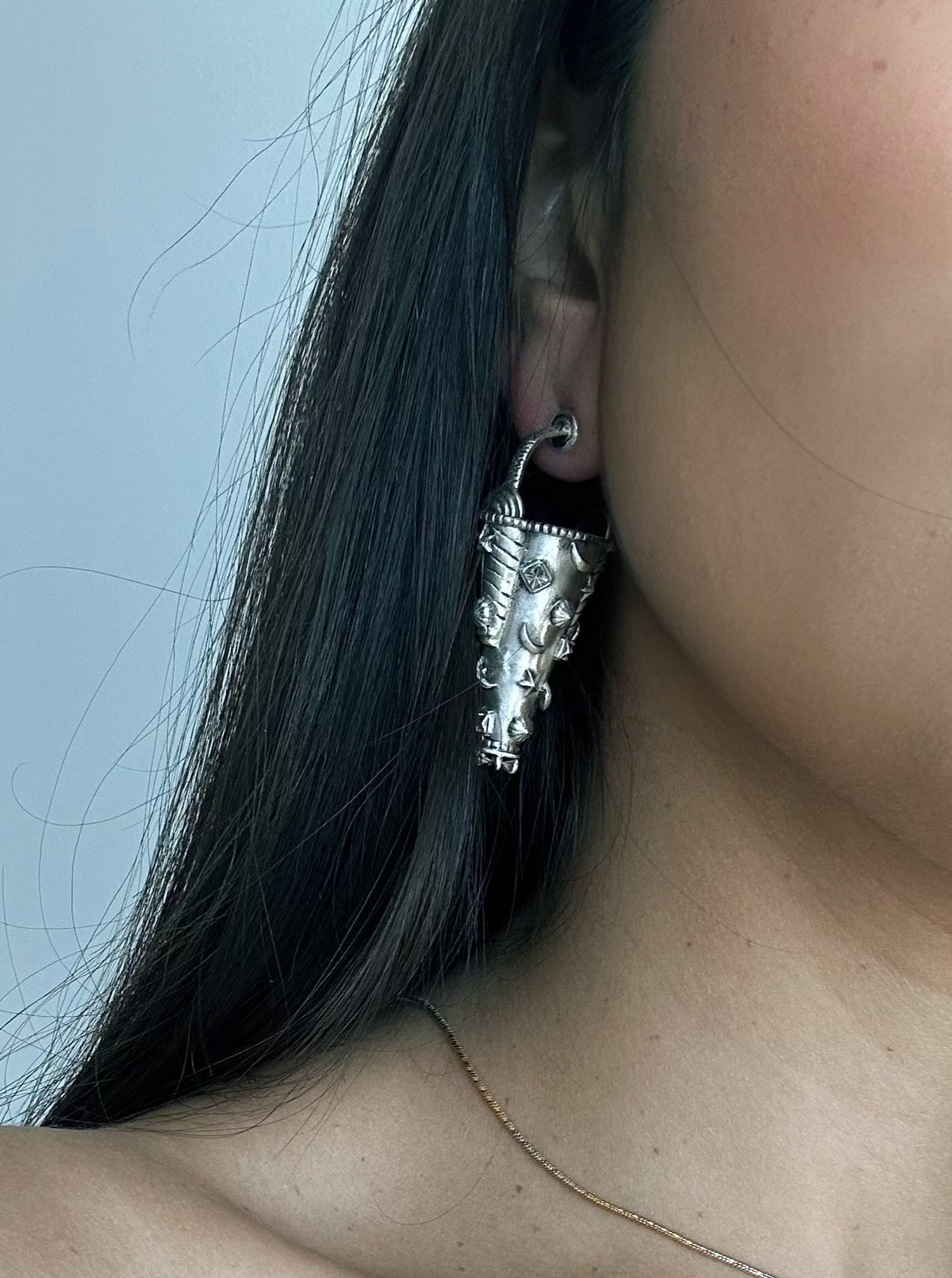 Tokri Tribal Silver Earrings