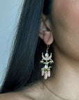 Moon Kundan Drop Earrings in Pink