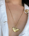 Half Moon Fossil Gold Necklace