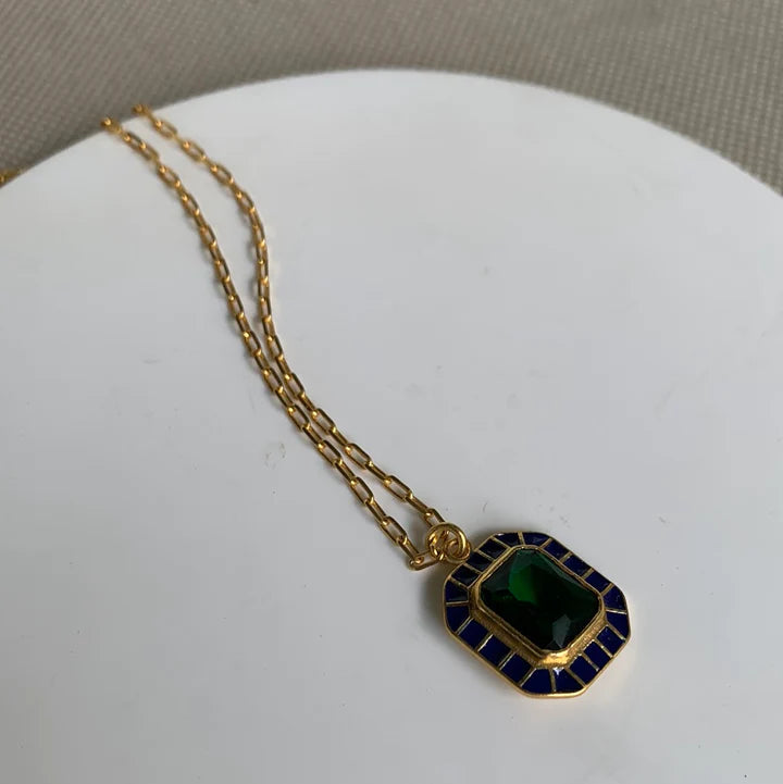 Green &amp; Navy Carnival Necklace