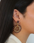 Woven Drop Hoop Earrings in Bordeaux