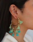 Minty Tassel Hoop Earrings