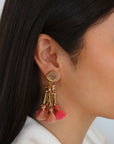 Pink Drop Tassel Earrings