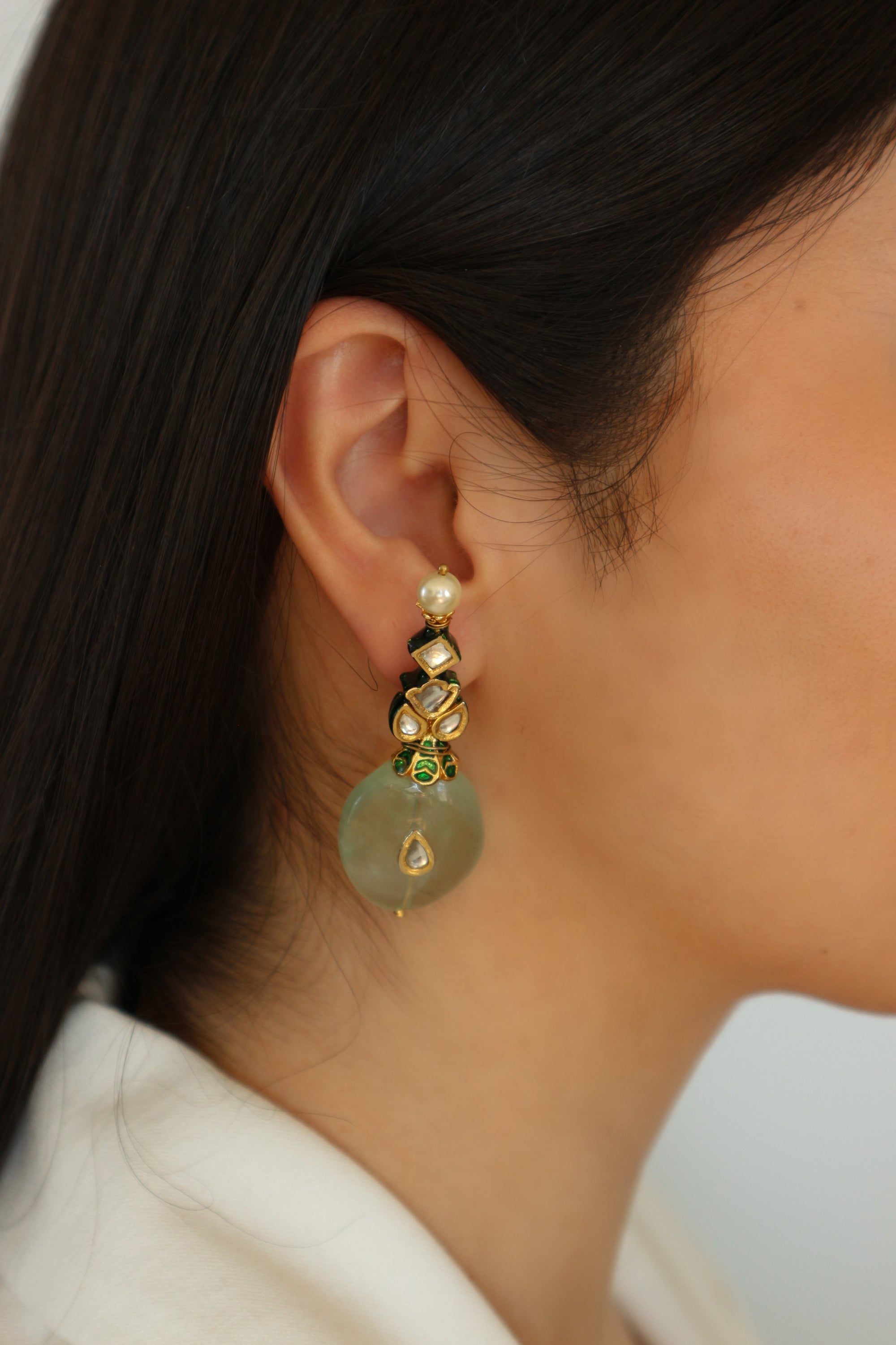 Nishaat Kundan &amp; Jade Earrings