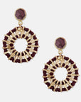 Woven Drop Hoop Earrings in Bordeaux